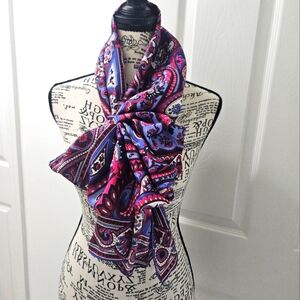 Talbots Paisley Print Scarf - Purple,White and Black.